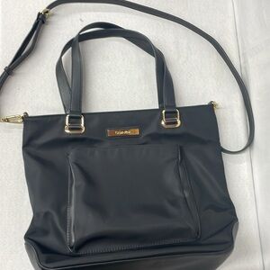 Women’s Calvin Klein Black Tote Shopper Nylon Double Handle Purse Has Addl Strap
